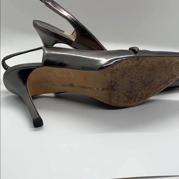 Authentic metallic silver Manolo Blahniks - Picture 3 of 8